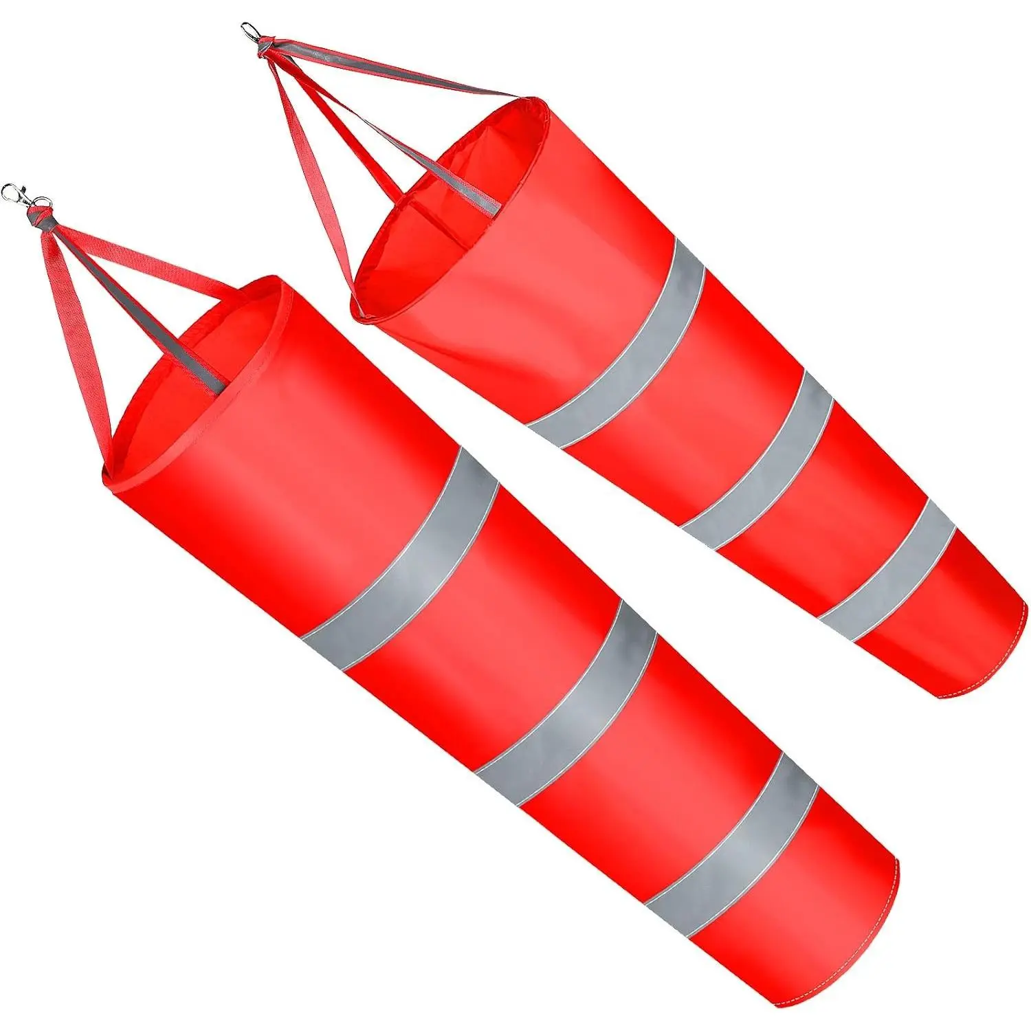 2 Pcs 31.5" 39" Airport Windsocks Measurement Sock Bag with Reflective Belt Oxford Fabric Ripstop Wind Sock Wind Direction Indicator Windsocks Outdoor Aviation Flag for Airport Farm(Red)