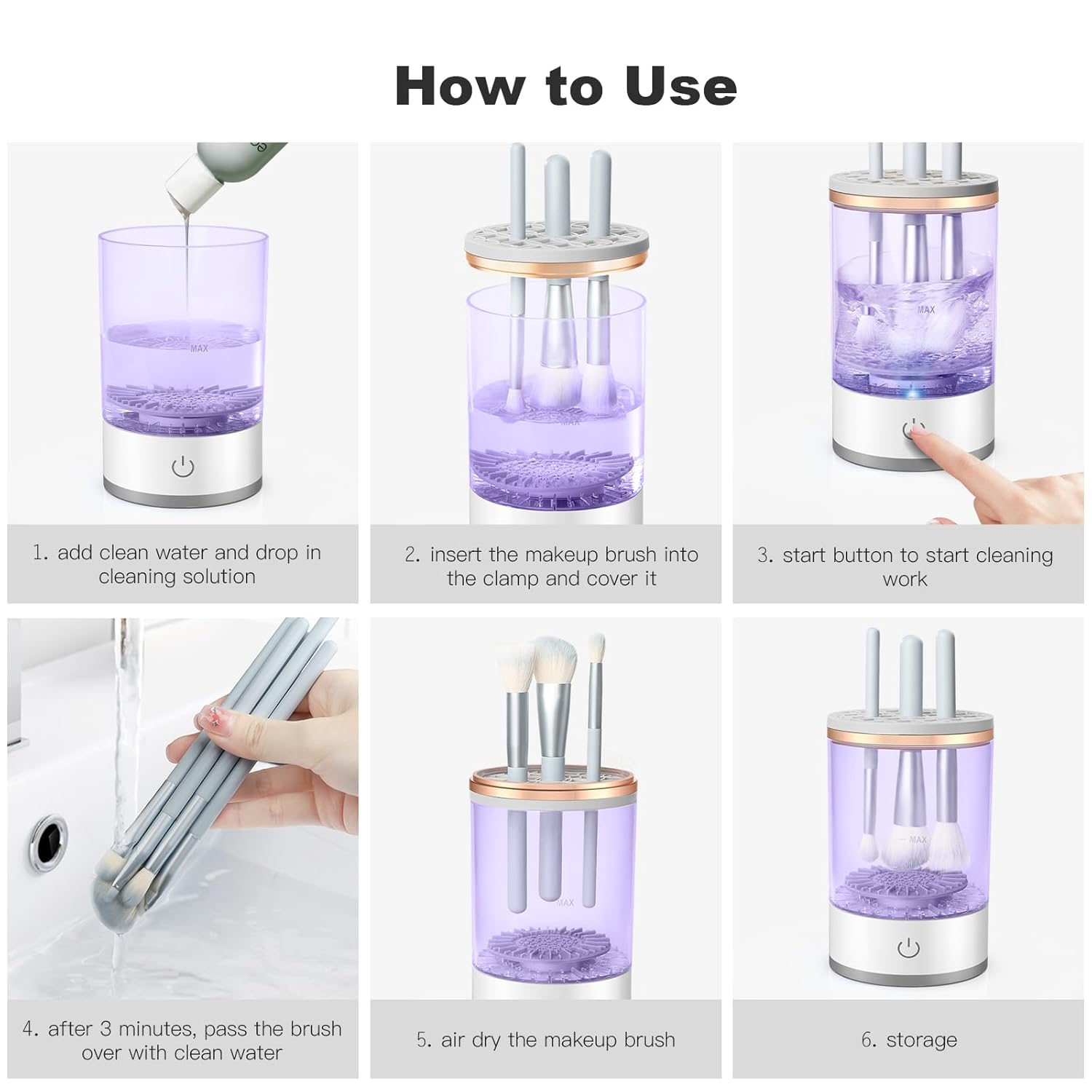 Electric Makeup Brush Cleaner, Portable Make Up Brush Cleaner Machine for All Makeup Brushes with Makeup Brush Cleaner Mat.
