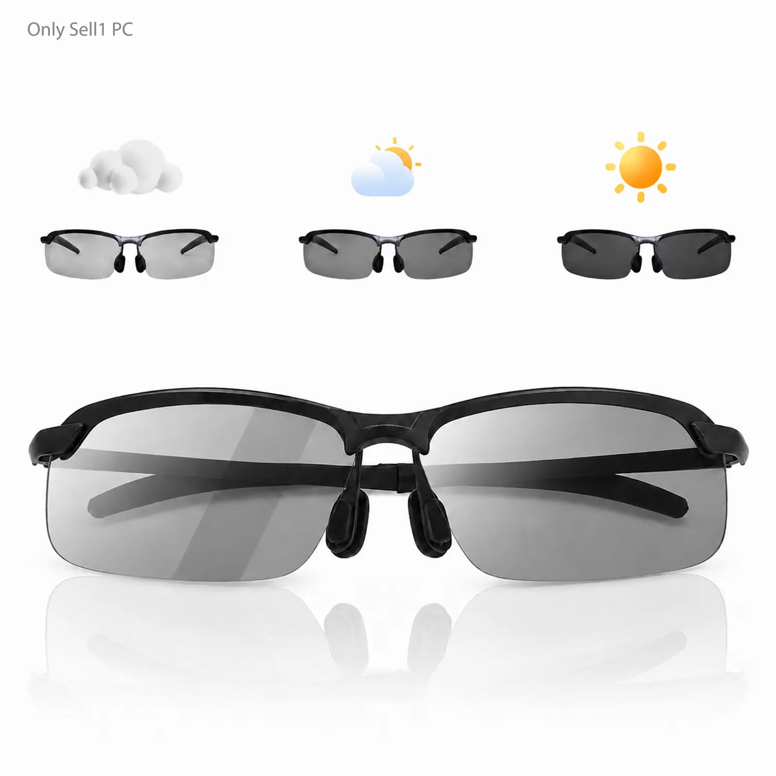 Photochromic Polarized Sunglasses for Men Women, UV400 Protection HD Vision Glasses, Lightweight Anti-Glare Eyewear for Driving Fishing Cycling Hiking Travel and Outdoor Sports, Sports Biking Sunglasses
