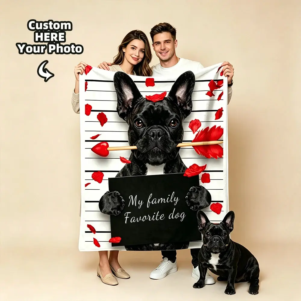Personalized Digital-Printed Eco-Friendly Cotton Fleece Blanket - Lightweight, Breathable, All Seasons Modern Multi-Purpose Machine-Washable Bedding Throw