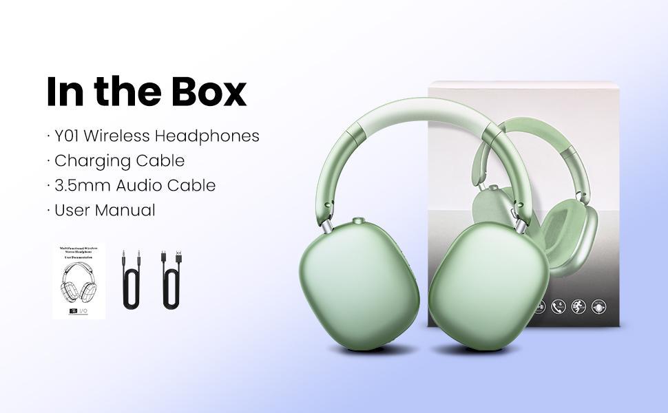 Wentronic Y01 ANC Headphones 48H Playtime,Hybrid Noise Cancelling,Hi-Res Audio,Foldable,Soft Earpads, with Mic for iOS/Android/PC