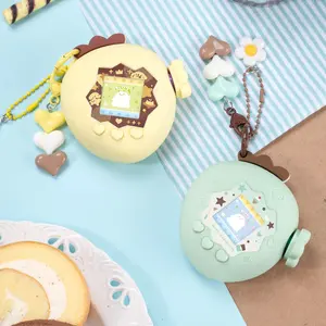 Sweet Pudding Chocolate Silicone Case for Tamagotchi Paradise Complete Kit with Lanyard Faceplate Sticker & Knob Cover