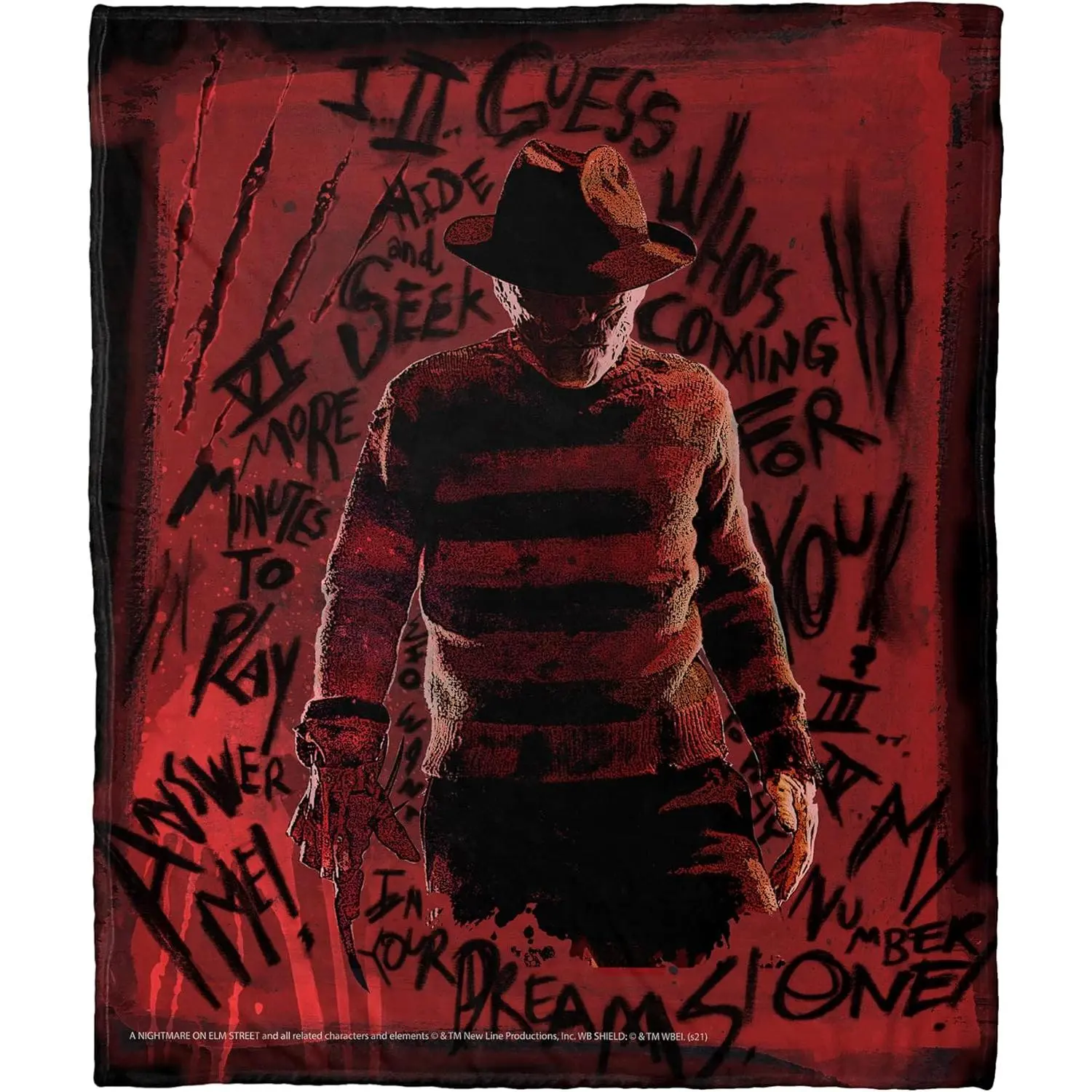 A Nightmare On Elm Street Freddy Krueger Graffiti Quote Flannel Throw Blanket Classic Horror Movie Warm Blanket Gift Horror Fans All Ages