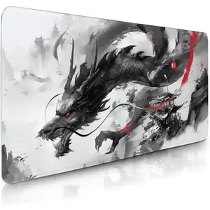 XXL Dragon Mouse Pad - Black and White Dragon Mouse Pad, Eetended Gaming Mousepad, XXL Anime Gaming Keyboard Mat, Large Extended Desk Mat for Keyboard and Mouse