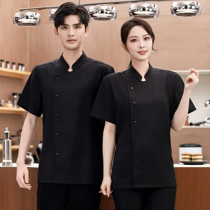 Premium Chef Uniforms Kitchen Apparel 5%Stretch, Stain-Resistant & Breathable for Hotel Work Clothes Baker Cafe Workwear
