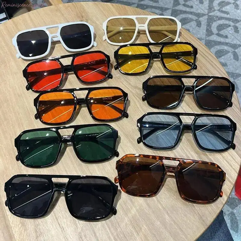 XUH Unisex Retro Large Frame Sunglasses (5-Pack, 10-Pack Options) - Lightweight TR 90 Nylon, Pilot & Square Mixed Silhouettes, UV400 Black Lenses, All-Match Travel Wear Eyewear for Street Fashion