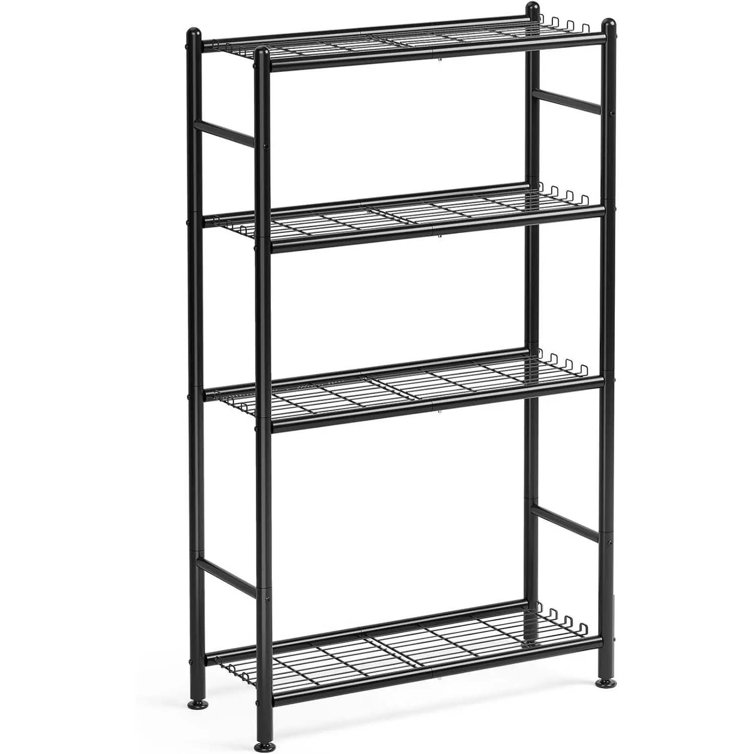 Metal Shelving, 4-Tier Storage Shelves Large Capacity Steel Wire with Hooks, Adjustable Leveling Feet, Space-Saving Shelf Organizer for Pantry, Laundry, Kitchen (33''Lx12.6''Wx57''H)
