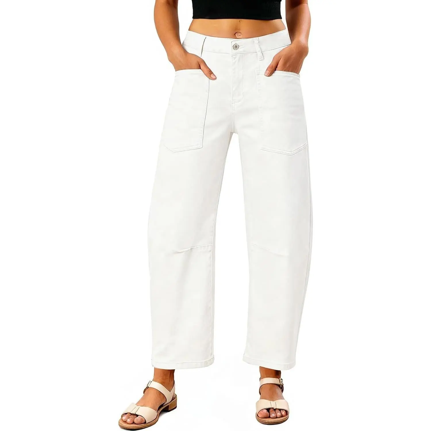Women's Baggy Stretchy Cropped Barrel Jeans(Gift)
