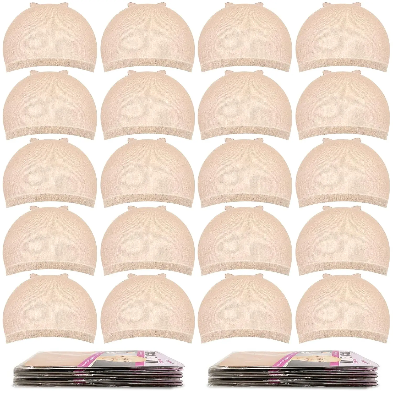 20 count Wig Caps for Women, Stocking Caps for Wigs, Non Slip, Beige | 20 count 10 Pack, Nylon, Ventilated, Washable, Ideal  Hair, , Under Hats, Halloween