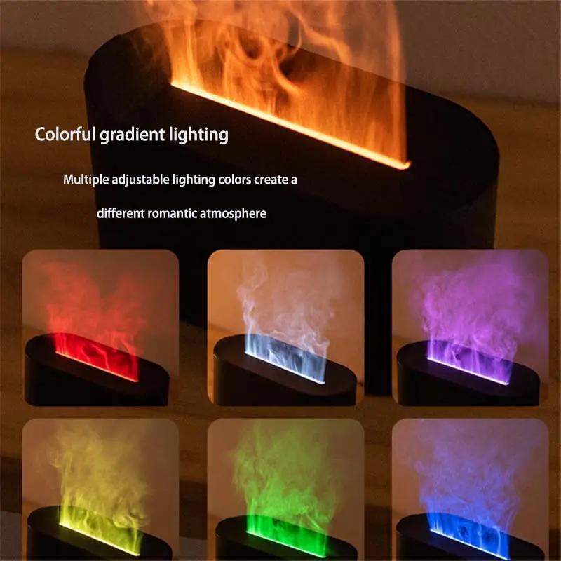 Humidifier Flavored Air Diffuser for Home Decor, 1 Count Simulation Flame Ultrasonic Air Humidifier for Fall, USB Powered Aromatherapy Diffuser, 7 Colors Lighting Mini Humidifiers Diffusers, Air Freshener for Bedroom, House Accessories Furniture