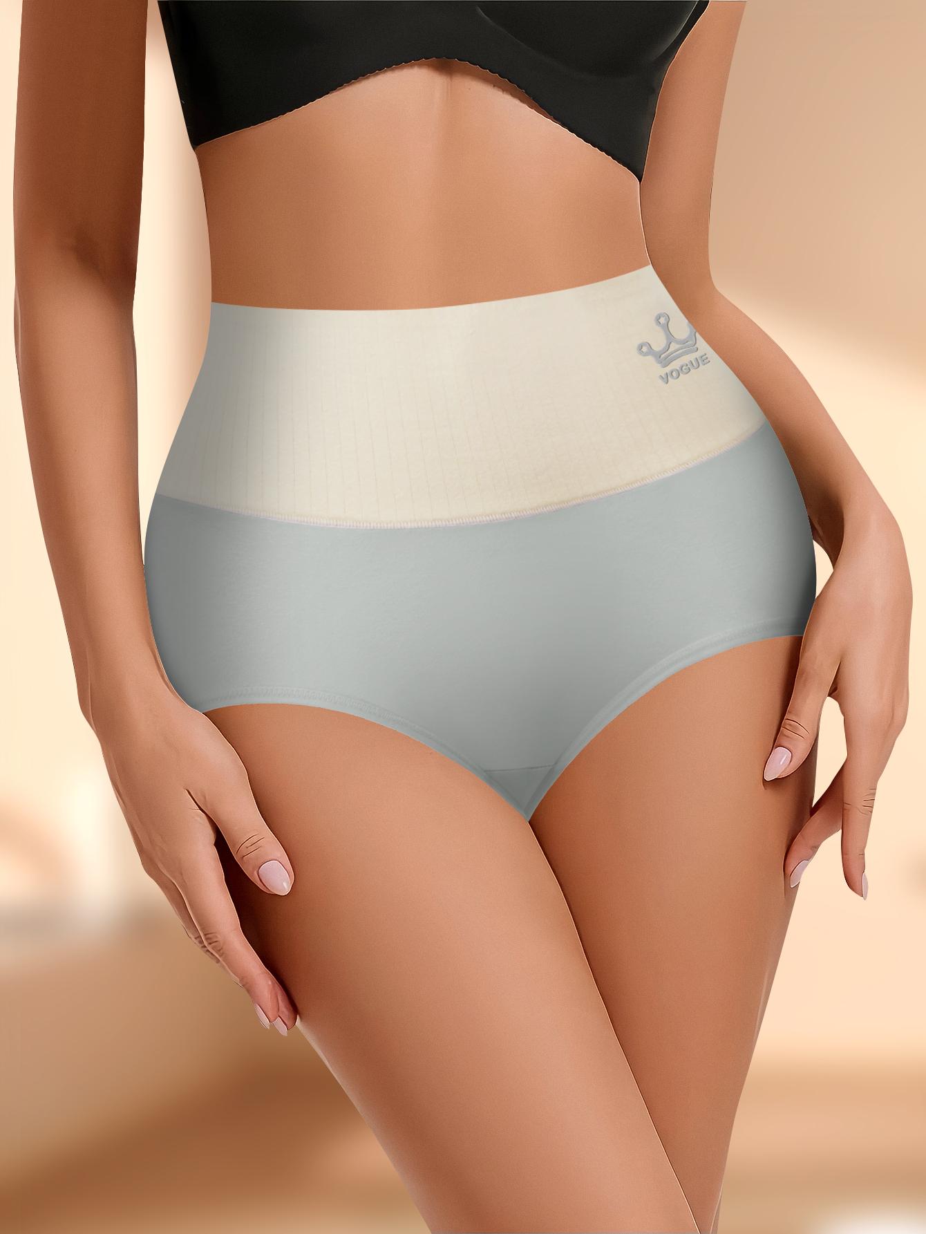 QUASTI 7-Piece High Waisted Cotton Women's Underwear, Featuring Color Blocking Design, Daily Comfortable Skin Friendly Underwear, High Elasticity Anti Rolling And Hip Lifting Women's Underwear, Cute, Elegant & Fashionable Underwear, Minimalism, S-XXL