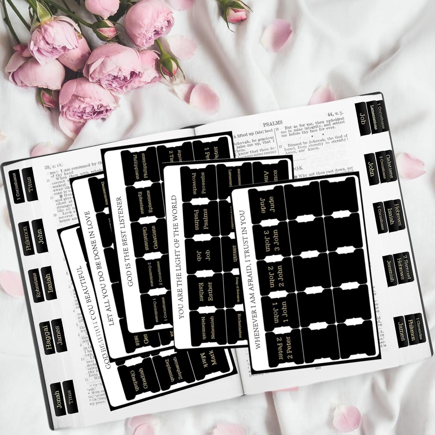 Tabs, 75 Tabs, Laminated  Index Tabs for Women and Men,  Book Tabs for Easy Navigation, Large Print Easy to Read( Foil Black)