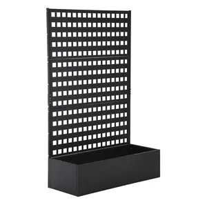Rectangle Metal Planter Box with Trellis 72x18x47 in - Large Garden Planter Box,Indoor and Outdoor Galvanized Steel Raised Bed for Porch, Garden, Patio, Yard