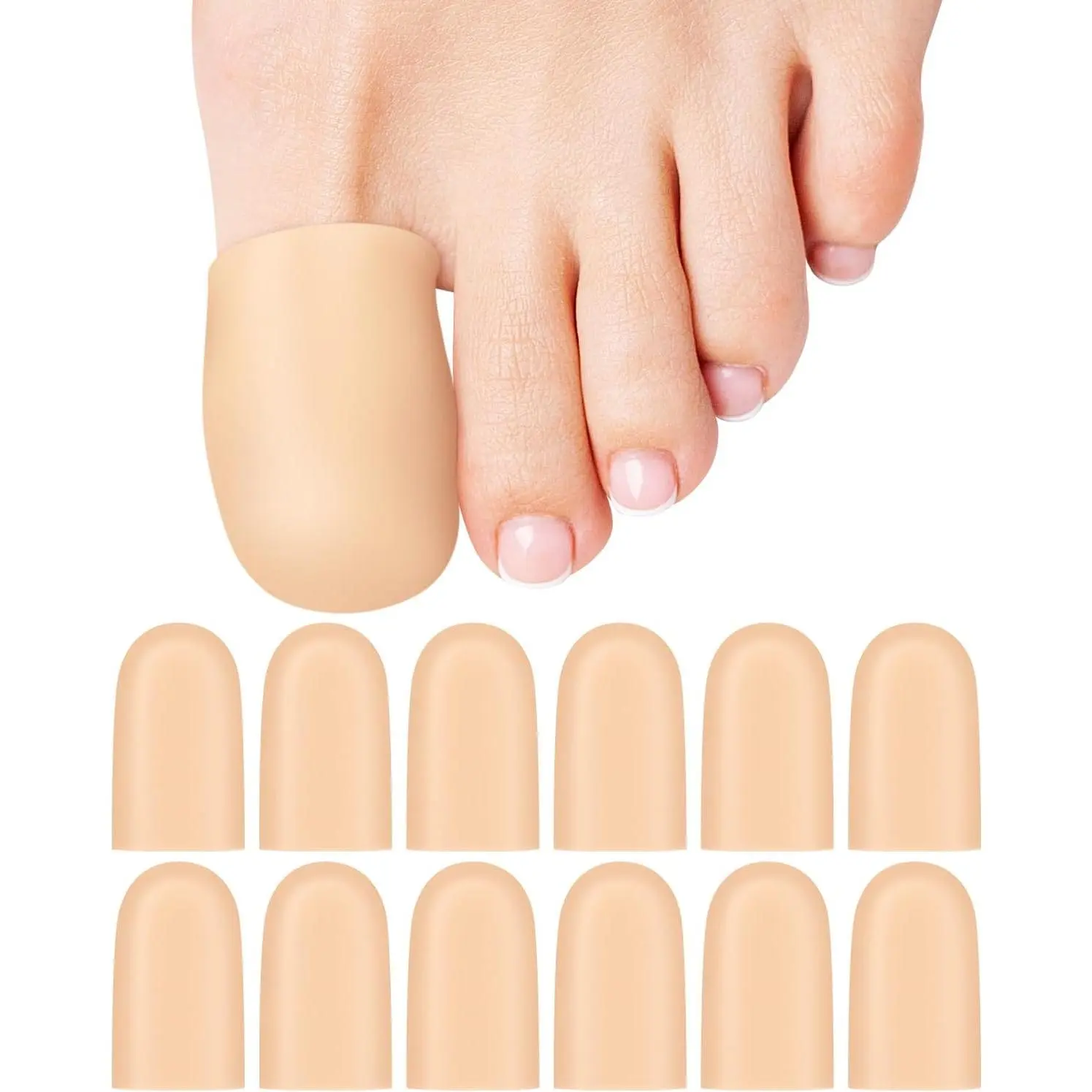 12 count  Big  Protectors Covers for Women and Men, Gel  Caps Sleeves for , Bunion Cushions, Ingrown Toenails, Corns Pads, Calluses, Blisters Prevention (Large)