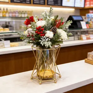 Metal Glass Vase without Flower, 1 Count Simple Modern Hydroponic Flower Arrangement Vase, Modern Plant Vase, Home Decor Supplies for Living Room Bedroom Dining Room, Ornaments, Decorative Flower Vase