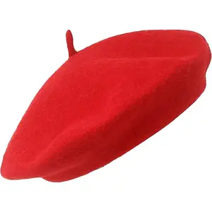 Women Beret Classic French Hat - Elegent Black Wool Beret for Party Romantic French Themed Fancy Dress(Size:S/M)