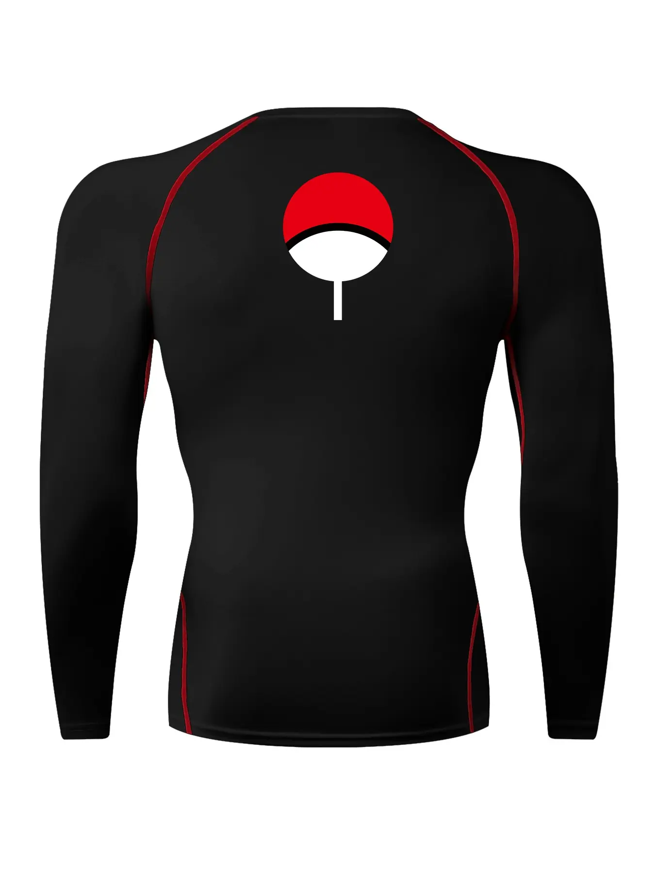 Graphic Print Long Sleeve Compression Shirt for Men, Spring & Fall Gym Workout Running Baselayers Undershirts, Athletic Quick-Dry Breathable Tops Sportswear