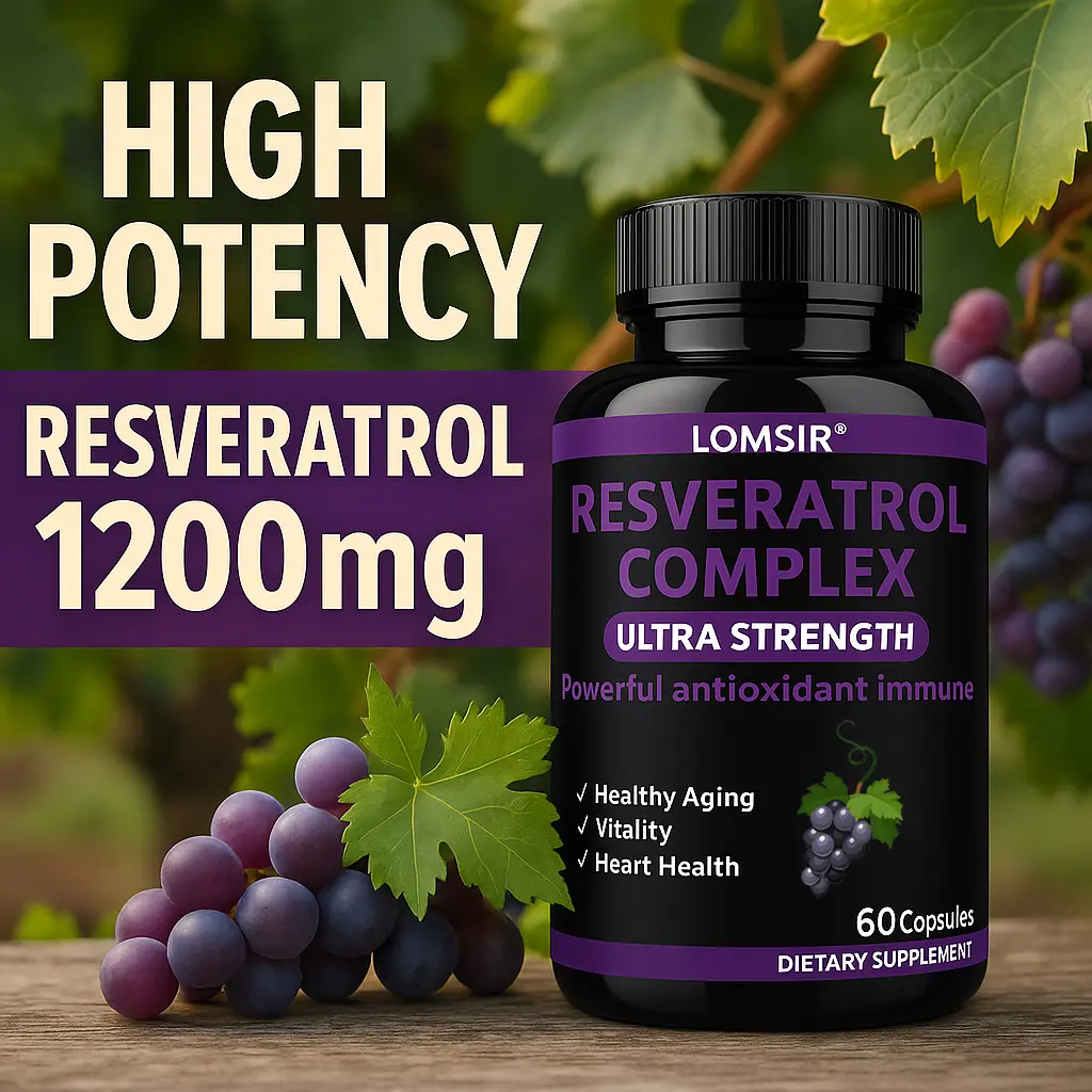 Resveratrol Capsules with Grape Seed Extract, Green Tea & Acai - Antioxidant Formula for Healthy Aging And Heart Health - 60 Capsules