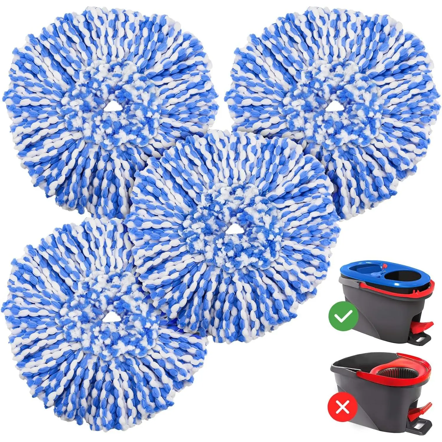 RinseClean Spin Mop   for O Ceda RinseClean  System | Spin Mop Refills Microfiber Mop Easy Cleaning Floor  Mop for Floor Cleaning RinseClean 2  System, 4 Pack