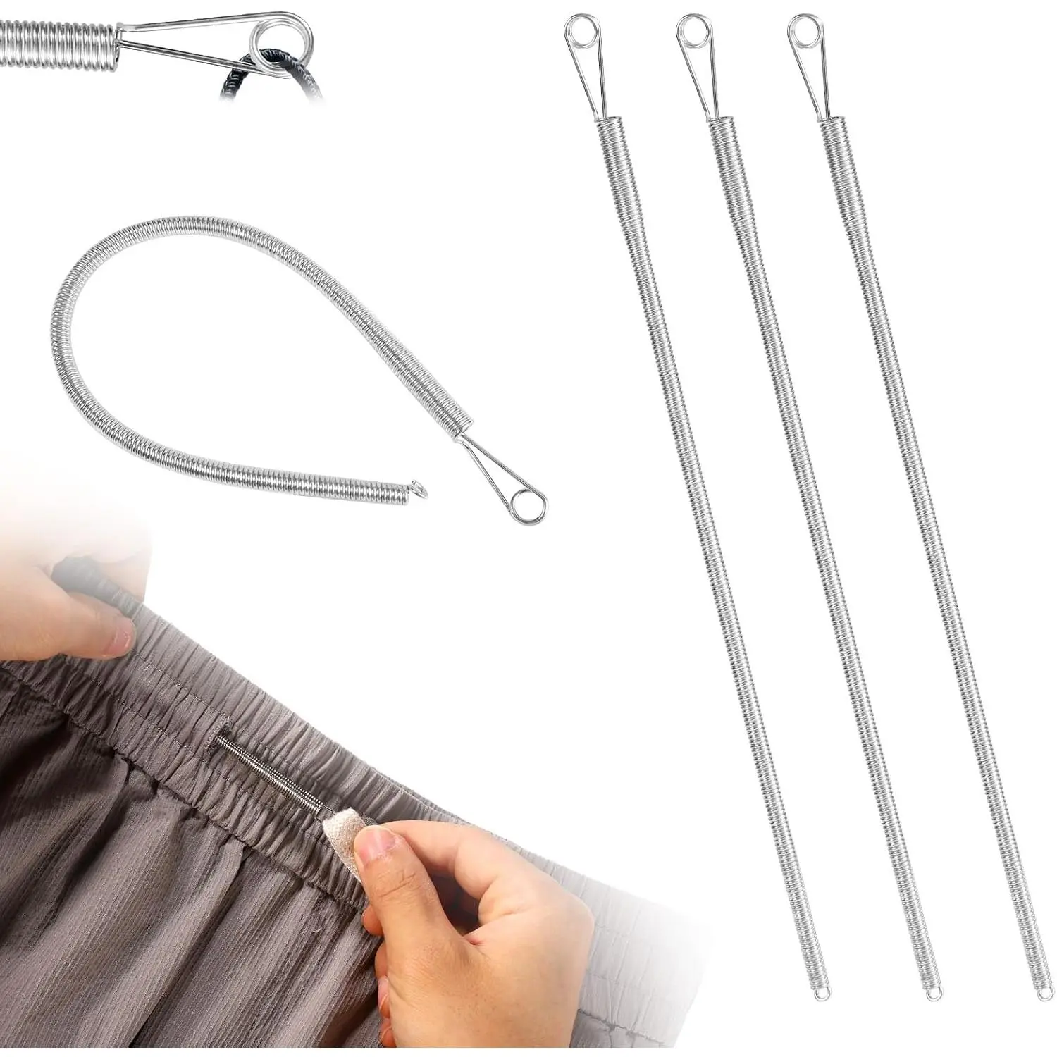 4 count Spring Drawstring Threader Tool, Steel Elastic Drawstring Puller for Sewing Metal Loop Turner Multipurpose Hoodie String Rope Threader for Jackets Hoodies Pants Shorts