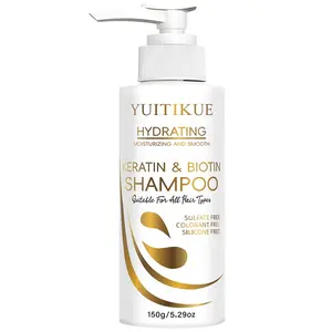 Yuitikue Keratin Biotin Moisturizing Shampoo, Sulfate-Free Silicone-Free, Deep Cleansing, Hydrates Dry Frizzy Hair, Repairs Damaged Hair