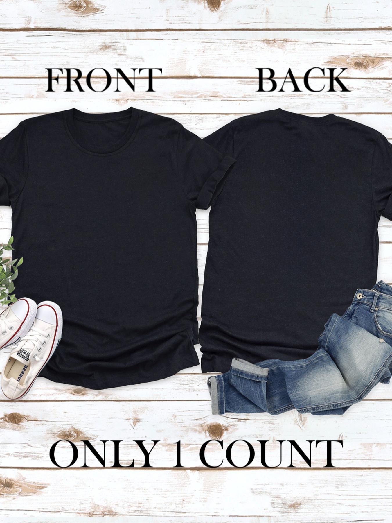 Women's Slogan Graphic Round Neck Tee, Fashion Casual Heart Print Crew Neck T-Shirt for Daily Holiday Vacation Outdoor Wear, Ladies Clothes for All Seasons