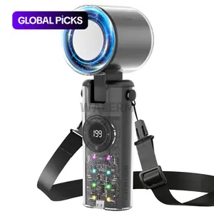 Handheld Portable Turbo Fan with Ice Cooling, 4000 mAh Rechargeable Battery, 135° Adjustable Angle and 199-Speed Wind, USB-Rechargeable Foldable Fan with Flashlight for Summer Travel, Vacation and Concerts #GLOBAL PICKS