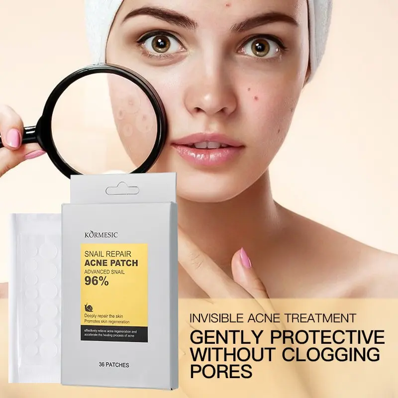 Buy 1 Get 5, Total 180 Patches,KORMESIC Snail Repair Acne Patches, Hydrocolloid Invisible Pimple Patches with Snail Essence & Centella, Soothing, Waterproof Sweatproof, Day & Night Use, Absorbs Exudate, Reduces Redness & Marks, 2 Sizes Available,