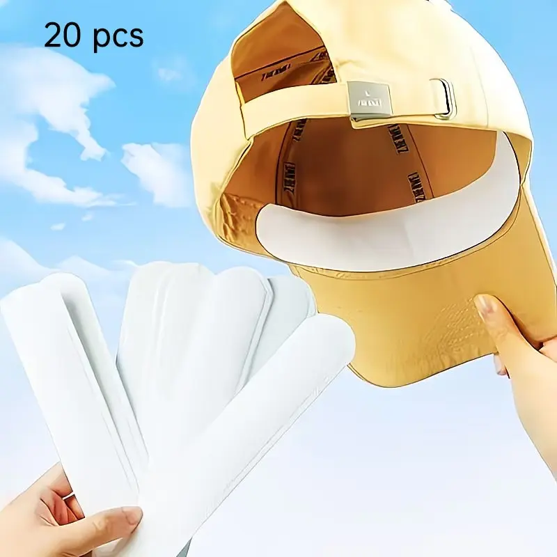 20 Pcs Disposable Sweat Absorbent Pads, Hat Brim Sweat Pad, Collar Protector, Sports Stain Guard, Shirt Sweat Liner, Portable Sweat Remover