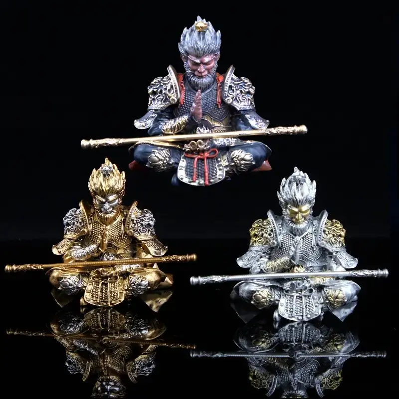 Chinese Mythology Monkey King Car Dashboard Ornament, Hand-Painted Sun Wukong Figurine, Hoop Rod, Car Interior Decor, Car Decorations
