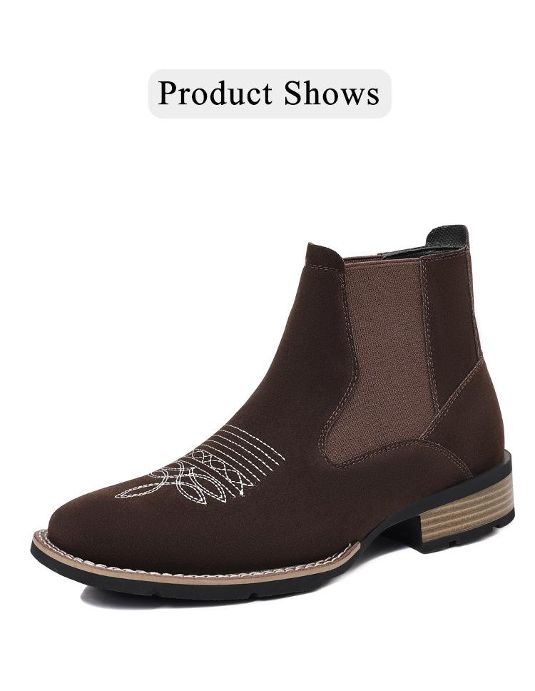 Urban Treads Tabi Shoes Embroidered Chelsea Men's Boots Unique European American Style Comfortable Black Men's Shoes Cowboy Boots Men Footwear Flat Rubber RetroDesign Frye Boots Tabi Shoes Men's Ultra Western Boot,elegant boots for men