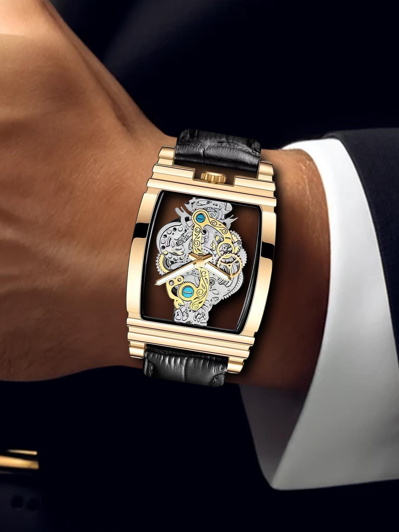 Men's Business Fashion Barrel Shaped, Fashion Watch for Party, Daily Clothing Decor, Trendy All-match & Exquisite Watch for Birthday Gift, Fashionable Wristwatch, Stylish Watch