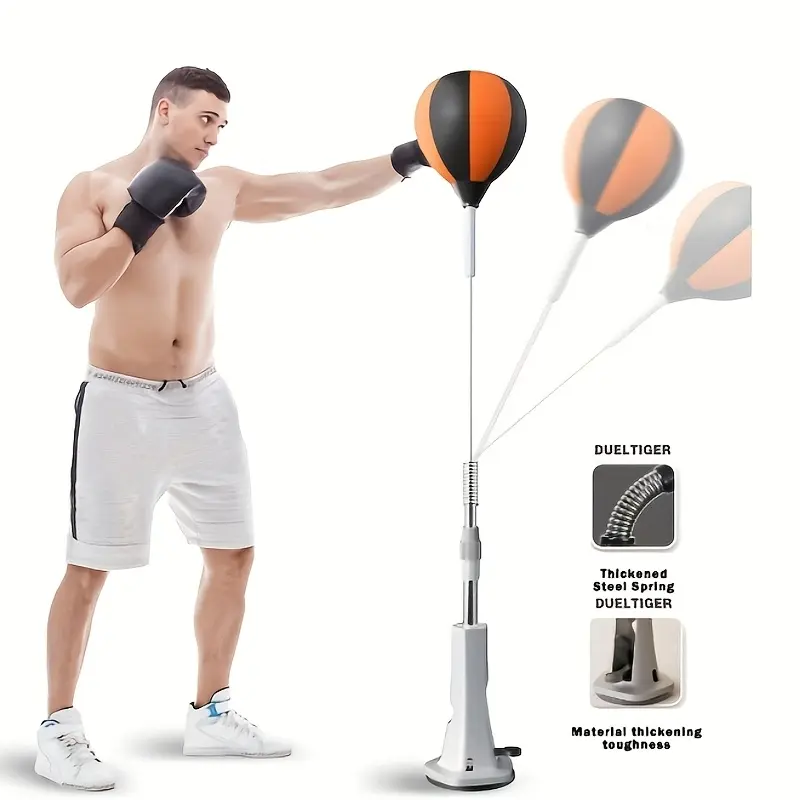 Inflatable boxing reflex bag, boxing ball, used for reaction and aiming training, one click installation of home fitness equipment, mixed colors, durable and portable, suitable for all fitness levels, boxing accessories, smooth design, sturdy structure
