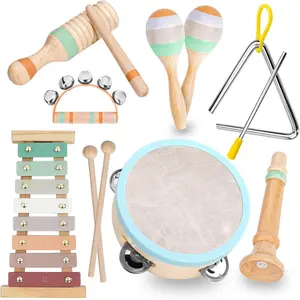 Kids Musical Instruments Set - Neutral Colors Wooden Montessori Toys Percussion Music Modern Boho Xylophone Birthday Gifts for 1 2 3 Year Old Baby Toddlers Boys Girls 3+ with Storage Bagfidget toys