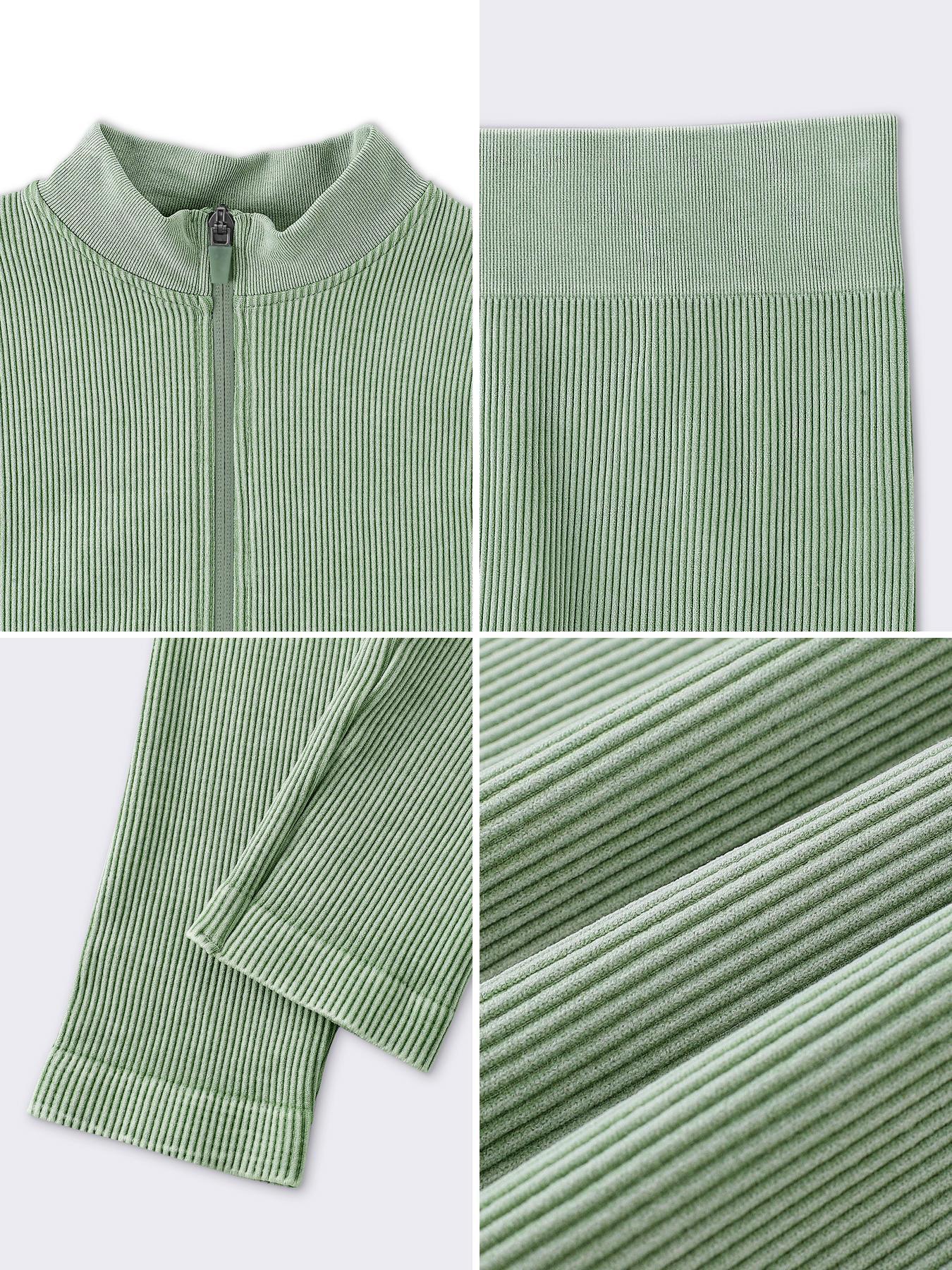 Women's Plain Tracksuit Set, Sports Zip Up Crop Jacket & High Waist Leggings, Ladies Spring & Fall Clothes, Gym Wear, Yoga Suit Outdoor