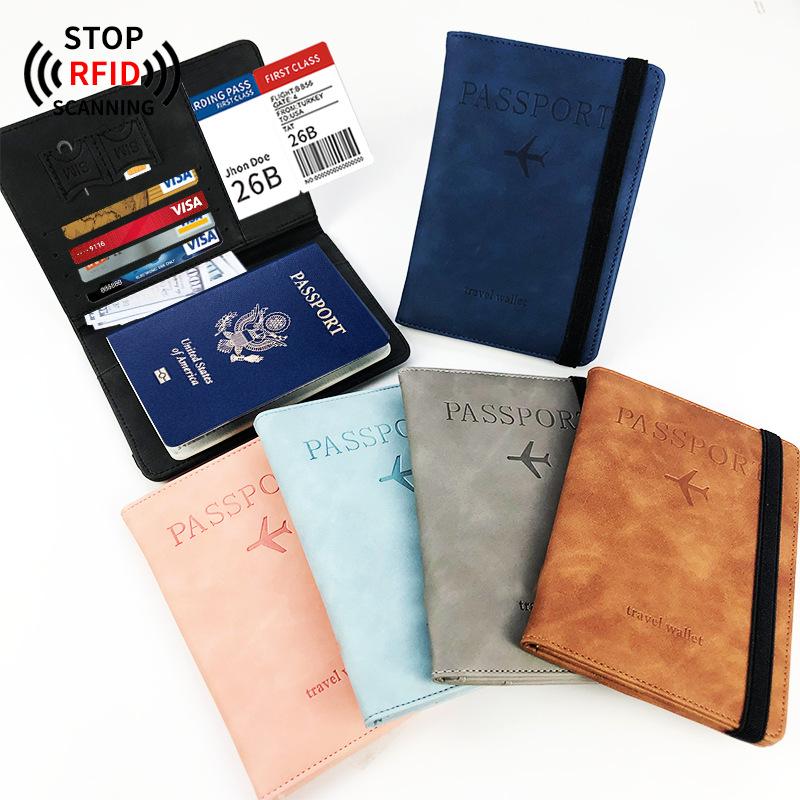 RFID Blocking Passport Holder - PU Leather Travel Wallet with SIM Card Slot & Document Pockets |   Anti-Theft ID Protector for International Travel,UU
