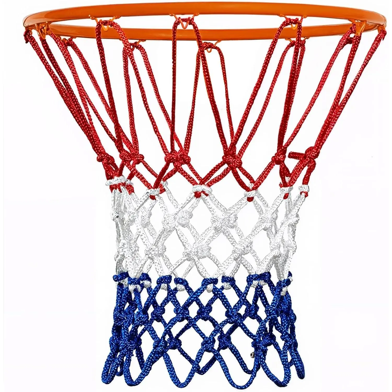 Basketball Net Heavy Duty 7.16oz Professional Grade,  Weather Anti Whip Basketball Net  for Outdoor Indoor Standard Hoop, 12 Loops Reinforced (Red White Blue)