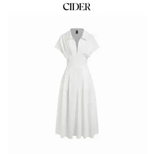 Cider Short Sleeve Draped Pocket Flared Maxi Dress SummerFinds