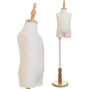 Kid Dress Form Mannequin with Wood Stand, S Size Fit 2-3 Years Old, Ideal for Clothes Window Display