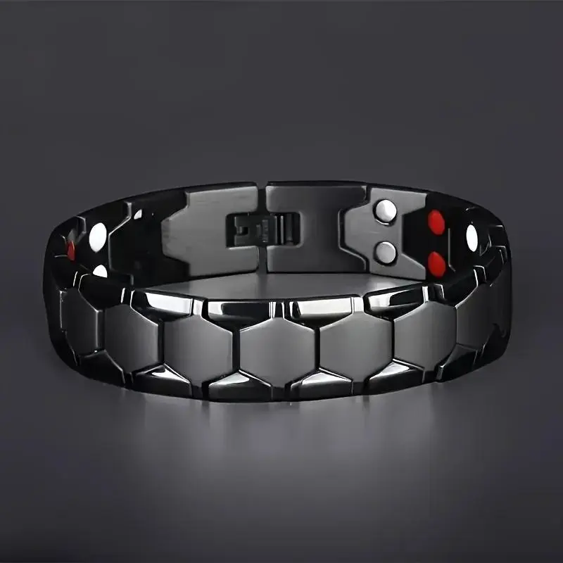 1pc men's magnetic titanium alloy bracelet - Ideal Father's Day gift, detachable hexagonal wide magnetic bead bracelet