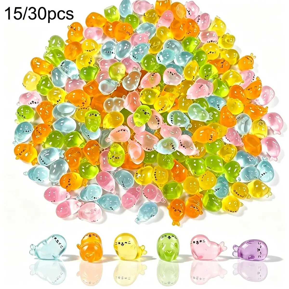 15/30PCS Glow in the Dark Mini Seal Figurines, Cute Resin Ocean Animal Statues, Battery-Free Luminescent Collectibles for Home, Desk, Bedroom & Aesthetic Room Decor