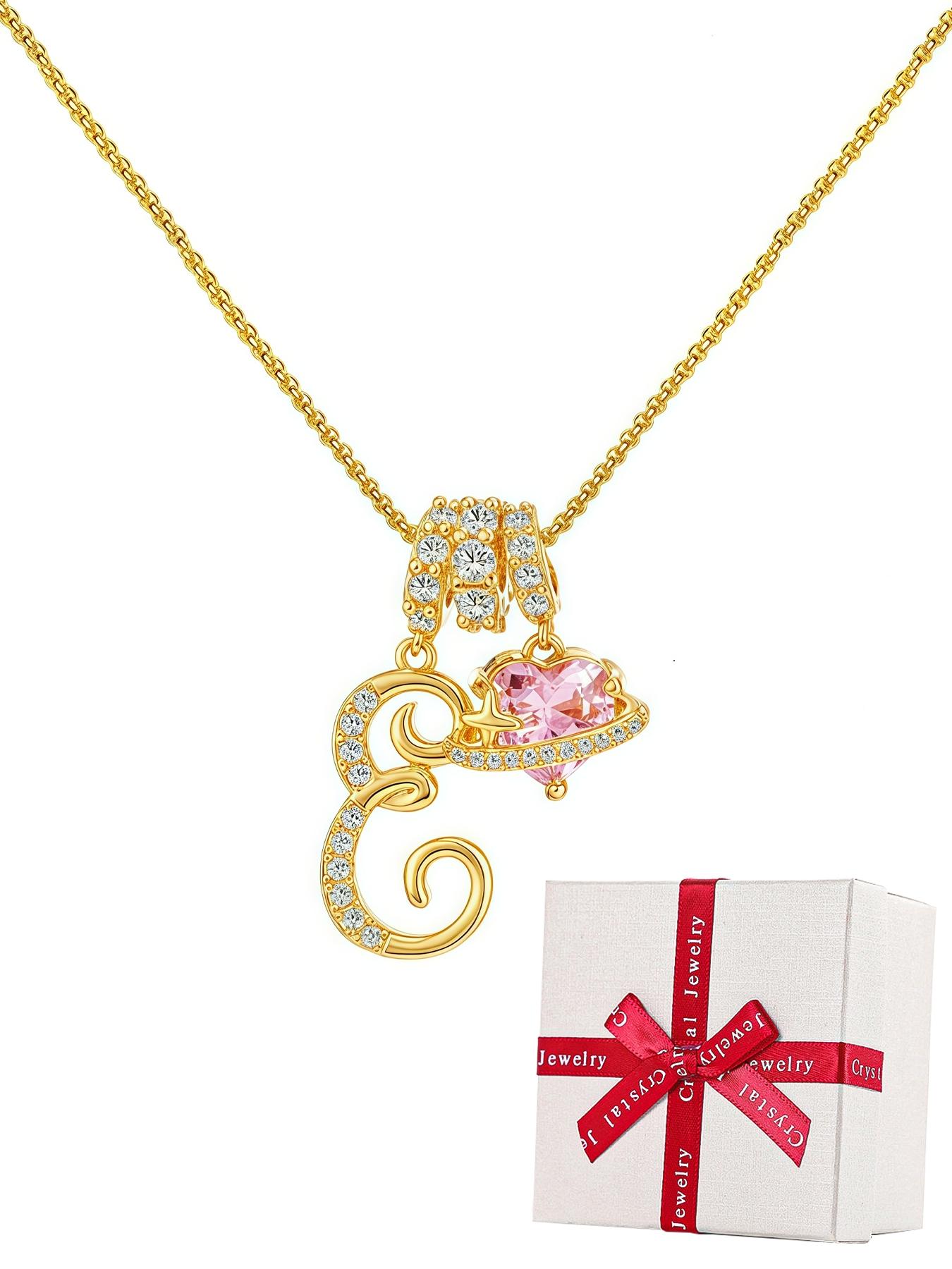 Apple Shape Rose Jewelry Gift Box With Initial Letter Love Heart Necklace for Women, Valentine's Day Wedding Anniversary Jewelry Gift for Girlfriend Wife, Birthday Christmas Gift for Daughter Mom Apple Shape Rose Jewelry Gift Box With Initial Letter Love Heart Necklace for Women, Valentine's Day Wedding Anniversary Jewelry Gift for Girlfriend Wife, Birthday Christmas Gift for Daughter Mom