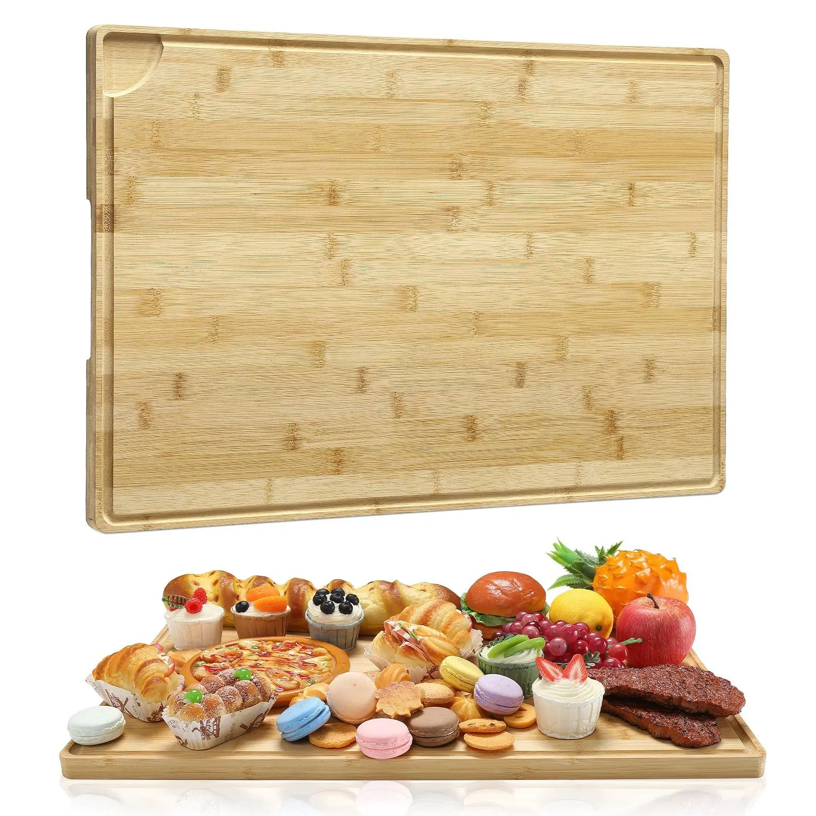 GARVEE24 x 16 Inch Bamboo Cutting Board, Large Kitchen Chopping Board with Juicy Groove, Wooden Butcher Block Cutting Board Perfect for Meat, Cheese, Vegetables, Fruits