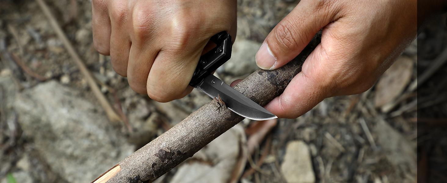 Carabiner Multitool 8-in-1 EDC With Pocket Knife, Serrated Knife, Rope Cutter, Screwdriver, Can Bottle Opener, Ruler, Survival Gear For Camping Climbing Hiking, Gifts For Men (Black)