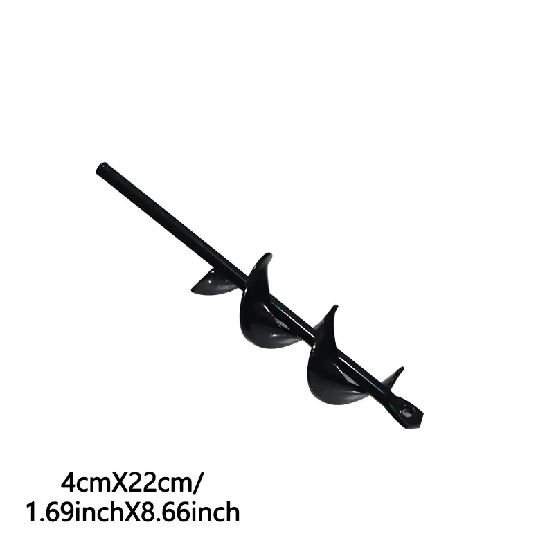 Small Black Garden Auger Drill Bit, Tools, Garden Spiral Earth Auger Drill Bit, 3/8" Hex Shank 22cm Long Solid Steel Shank Drill Bit, High Hardness Alloy Planting Spiral Auger, Suitable for Drilling Holes for Bulb Flowers, Bulb Plants, Vegetables