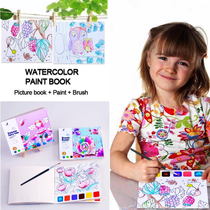 Watercolor Painting Book, Coloring Book, 1 Count Early Education Art Book, Arts And Crafts For Boys & Girls Gifts