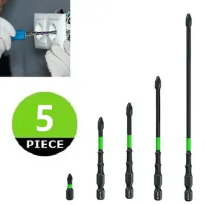 K7 Impact Cross Drill Bit Set for Electric Tools, Anti-Slip Long Replaceable Screwdriver Bits, Hex Shank, Self-Locking Extension Rod, Home Building Repair