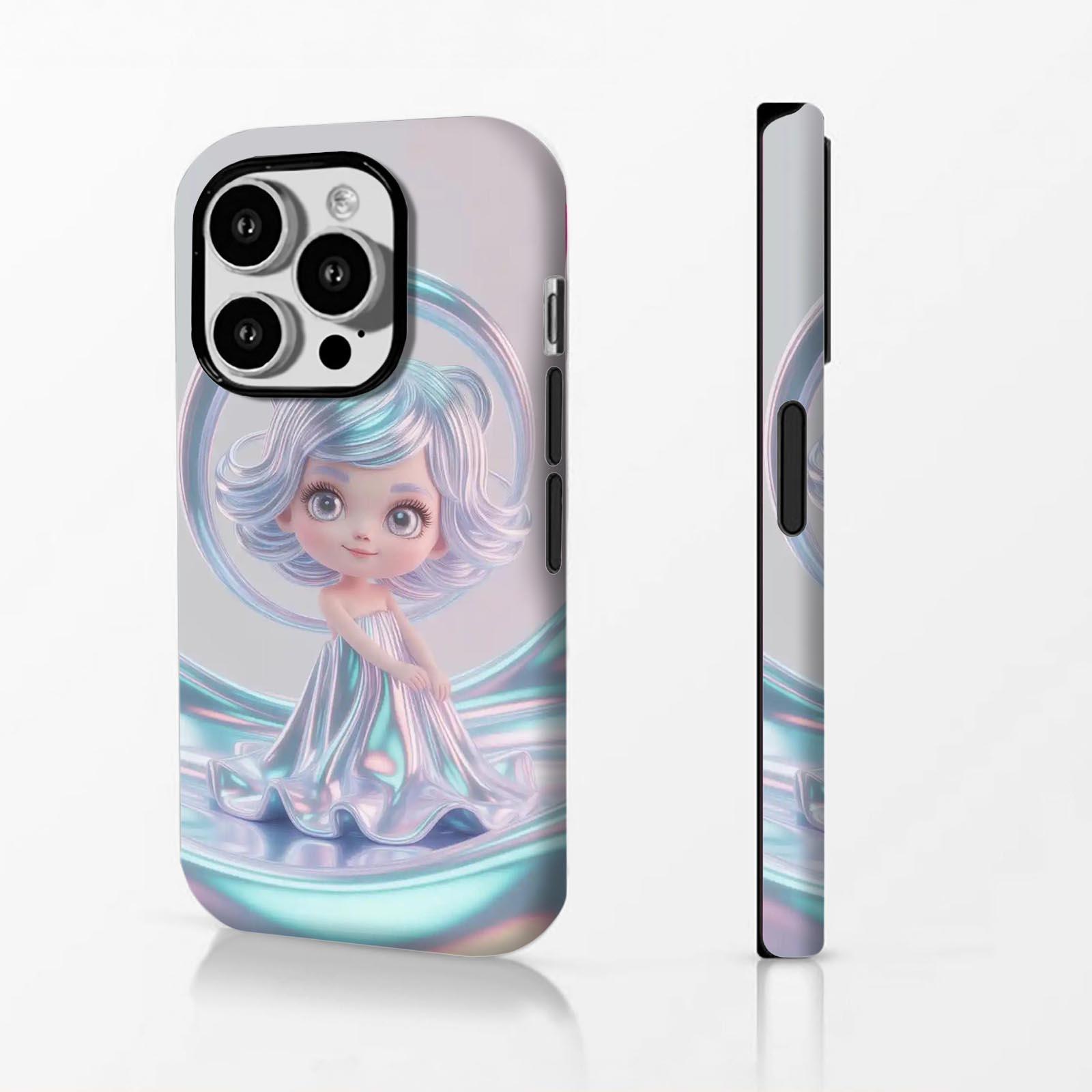 silver, dress, character Soft And Hard Two-In-One Film Printed Full Pattern Case For IPhone 16 15 14 13 1211 Pro Max Plus Phone Case