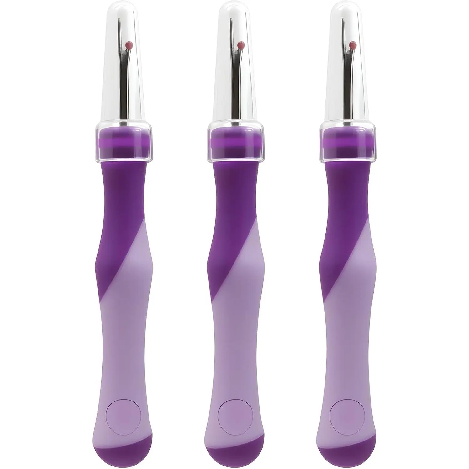 3 Pcs Purple Rubber Seam Ripper, Ergonomic Stitch Remover Tool with Protective Cap, Seam Rippers for Sewing Beginners and Pros, Easy Puller for Threads