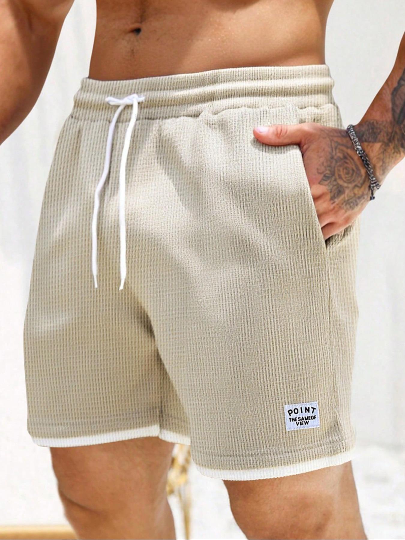 Men's Letter Patch Pocket Shorts, Casual Streetwear Shorts, Regular-Fit Comfy Breathable Summer Shorts, Men's Bottoms for Daily Wear